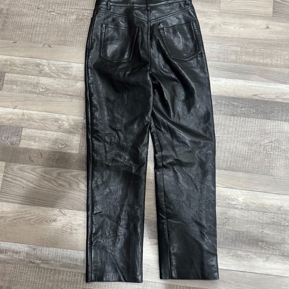 Aritzia Wilfred Faux Leather Pants Straight Leg Black Color size 0 ❤️ - Picture 6 of 8